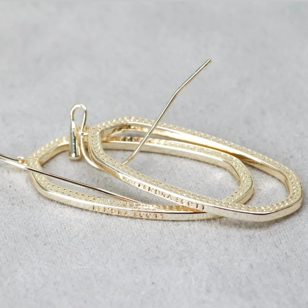 Kendra Scott "Elle" Gold Open Frame Drop Earrings - Picture 2 of 3